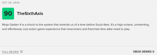 《忍者龙剑传4》M站83分好评:热血激荡的华丽归来!