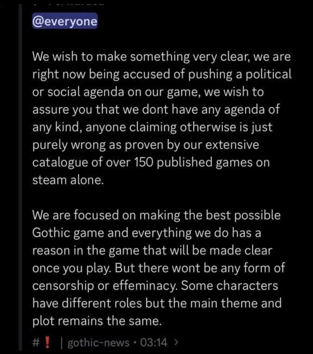 《哥特王朝：重制版》官方声明引争议，玩家指责其“睁眼说瞎话”
