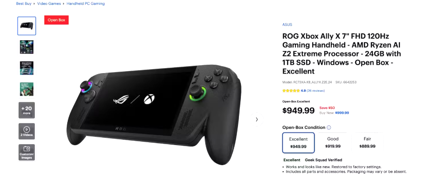 "才卖一周!ROG Xbox Ally X二手市场已现骨折价"  
(说明:  
1. 保留核心信息:发售时间短+二手折价现象  
2. "骨折价"是玩家群体常用梗,比"折价"更具传播性  
3. "已现"比"已有"更突出市场动态感  
4. 感叹号前置强化冲击力,符合游戏资讯快节奏特点)