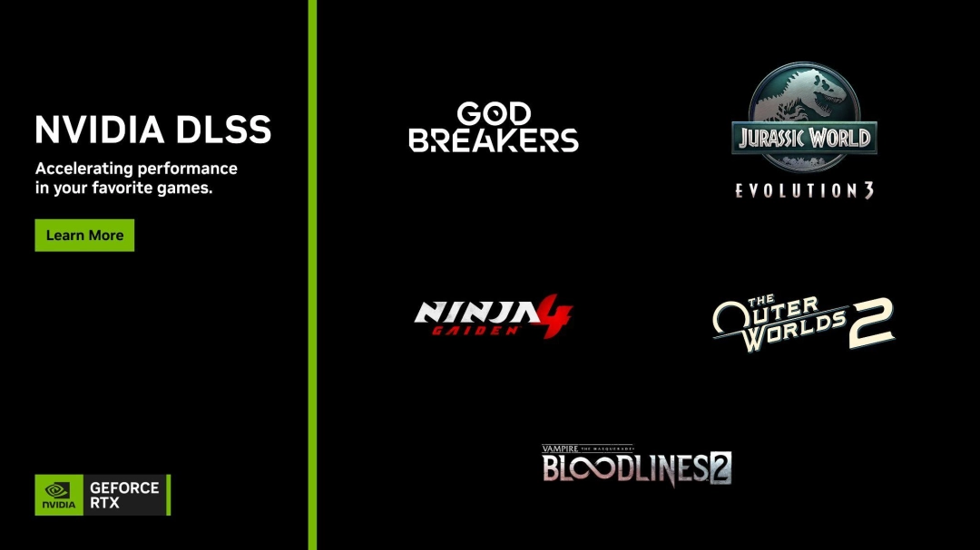 《天外世界2》《吸血鬼:避世血族2》《侏罗纪世界:进化3》确认支持DLSS 4!