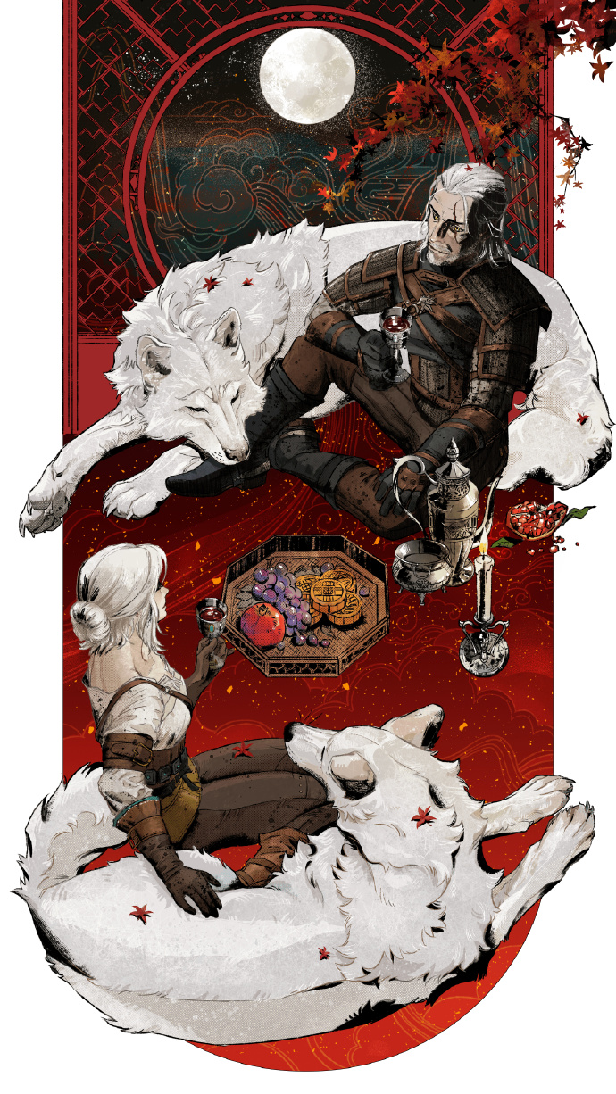 【玩家视角】CDPR诚意献礼！《巫师3》中秋贺图：与白狼、希里共赏月，邀你踏入猎魔人的奇幻夜~