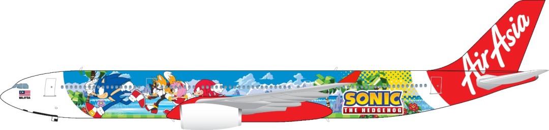 亚航“索尼克”主题飞机亮相！《索尼克赛车》涂装酷炫登场