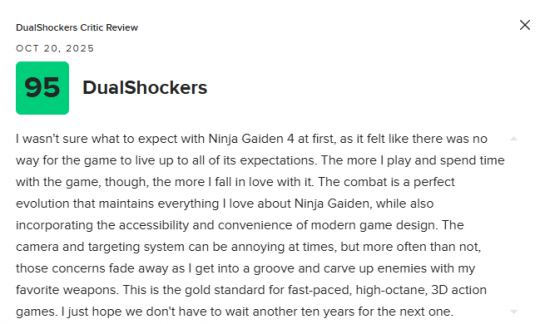 《忍者龙剑传4》M站83分好评:热血激荡的华丽归来!