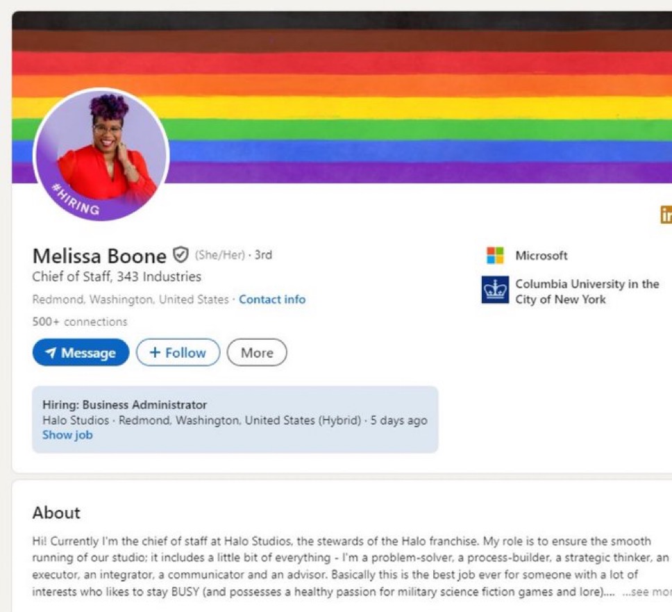 《光环》工作室黑人女总监跳槽 转投《英雄联盟》开发商拳头游戏