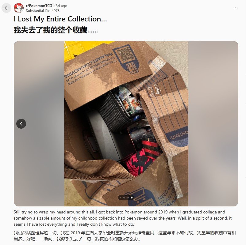 玩家万元宝可梦卡牌泡水报废 保险公司竟按废纸价赔偿