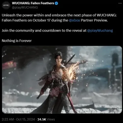 国产动作游戏《明末：渊虚之羽》官宣亮相Xbox发布会
