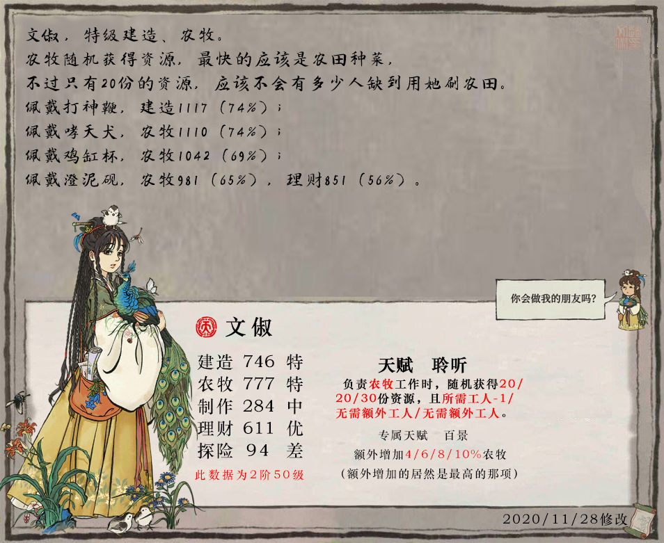 江南百景图文俶培养攻略