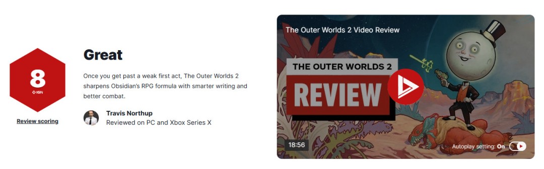 《天外世界2》IGN 8分评测：剧情更有深度，战斗手感炸裂