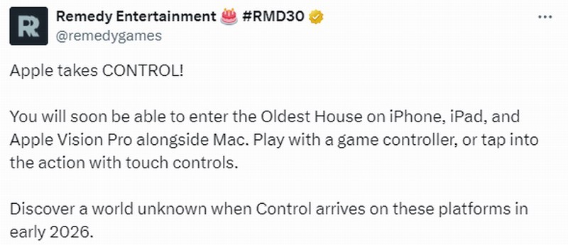 《控制》2026年初登陆苹果平台!完美适配触控,掌上畅玩Remedy超自然世界。 《控制》2026年初登陆苹果平台!完美适配触控,掌上畅玩Remedy超自然世界。