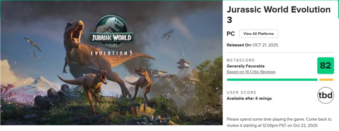 《侏罗纪世界：进化3》IGN 8分评测：系列最佳，玩法全面进化！